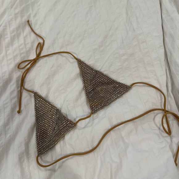 Oh Polly Neena Gold shimmering Triangle Bikini Top - Picture 2 of 5